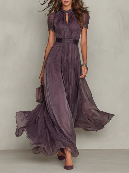 Penelope | Women's Short Sleeve Keyhole Maxi Dress