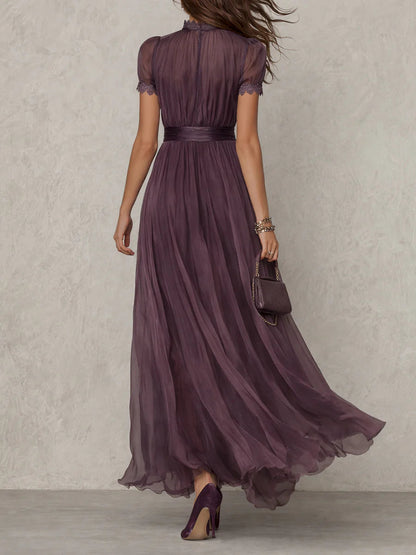 Penelope | Women's Short Sleeve Keyhole Maxi Dress