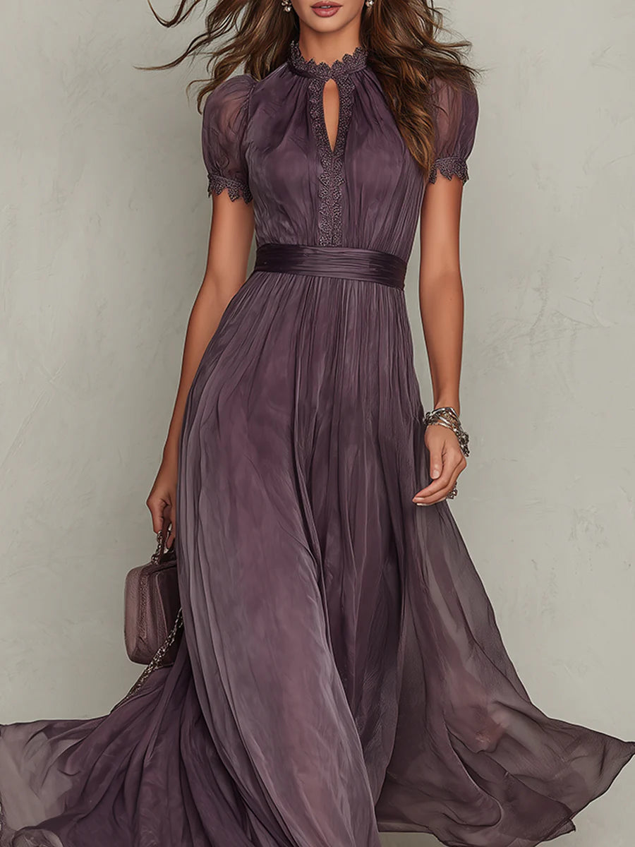 Penelope | Women's Short Sleeve Keyhole Maxi Dress