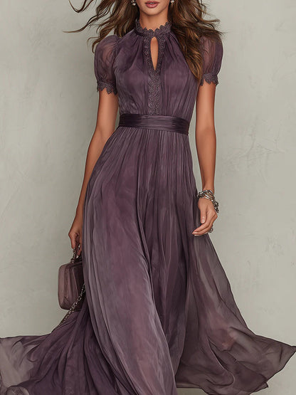 Penelope | Women's Short Sleeve Keyhole Maxi Dress