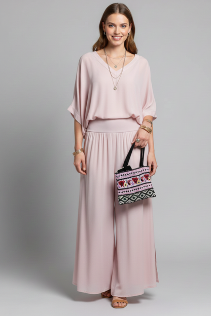 Penelope | Women's V-Neck Wide Leg Set