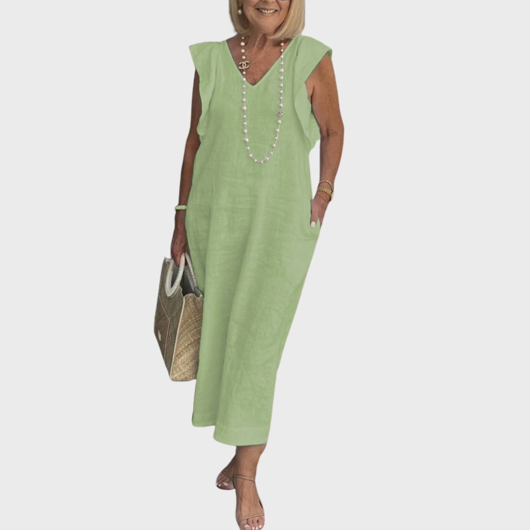Rosalinda | Women's V-Neck Sleeveless Pocket Maxi Dress