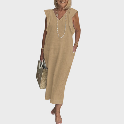 Rosalinda | Women's V-Neck Sleeveless Pocket Maxi Dress