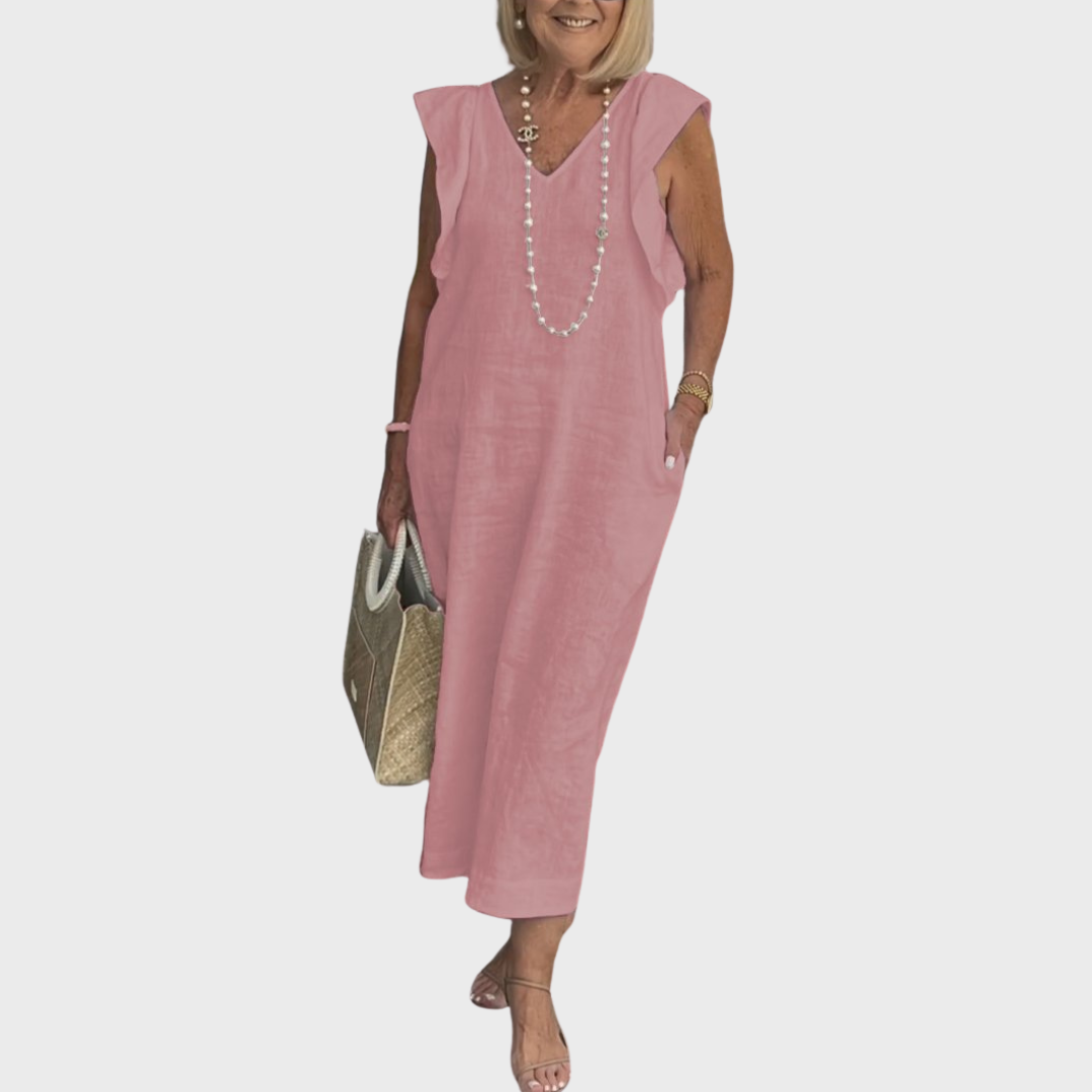 Rosalinda | Women's V-Neck Sleeveless Pocket Maxi Dress