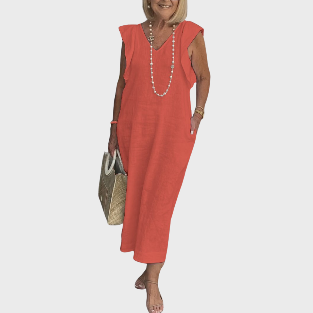 Rosalinda | Women's V-Neck Sleeveless Pocket Maxi Dress