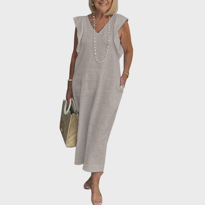 Rosalinda | Women's V-Neck Sleeveless Pocket Maxi Dress