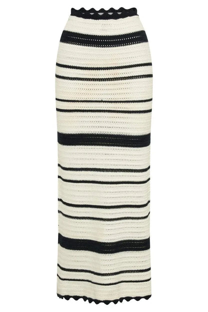 Women Summer Knitted Two Piece | Tank Top With High Waist Slim Long Skirt Set