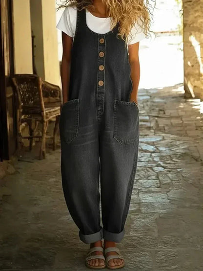 Willow | Women's Denim Overalls Loose Fit Sleeveless Jumpsuit