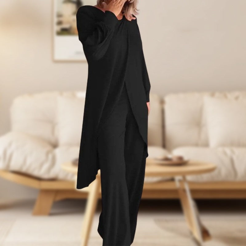 Haven | Women's Two Piece Set Long Sleeve Tunic Top Wide Leg Pants