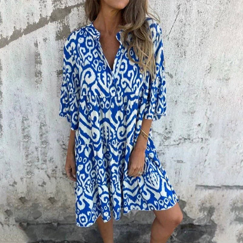 Azalea | Women's Printed Draped Elegant Dress