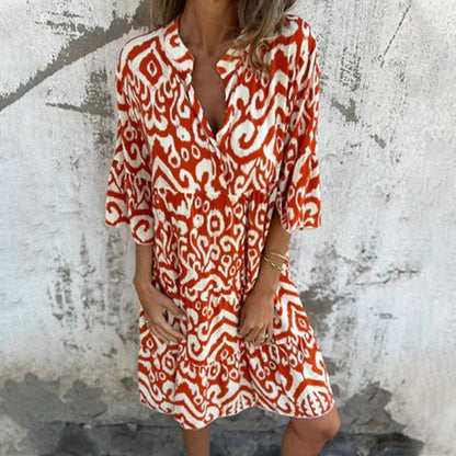 Azalea | Women's Printed Draped Elegant Dress