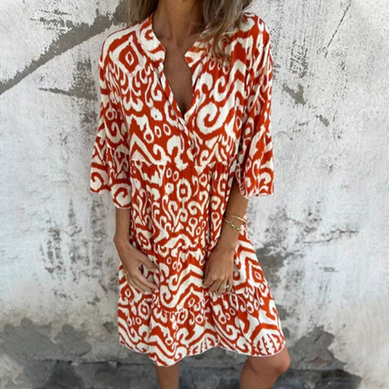 Azalea | Women's Printed Draped Elegant Dress