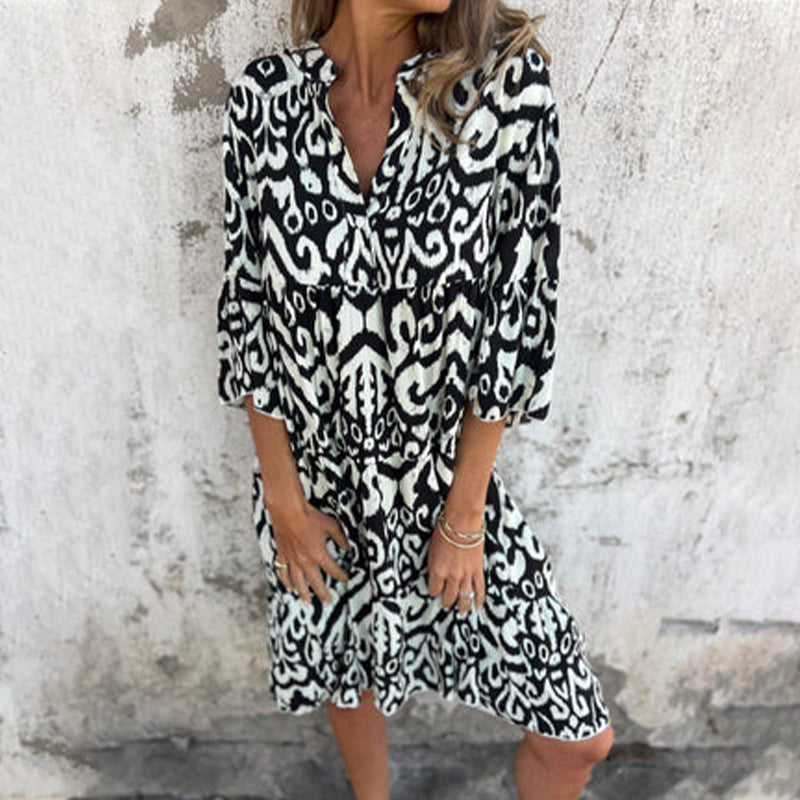 Azalea | Women's Printed Draped Elegant Dress