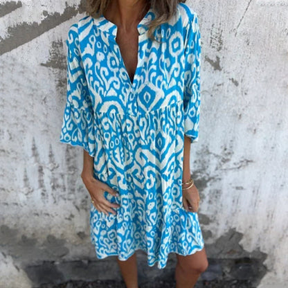 Azalea | Women's Printed Draped Elegant Dress
