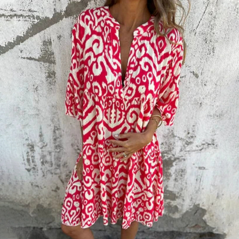 Azalea | Women's Printed Draped Elegant Dress