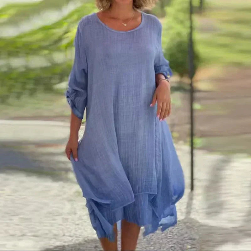Rosalie | Women's Layered Midi Dress 3/4 Sleeve Casual Summer Dress