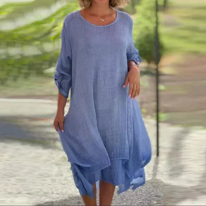 Rosalie | Women's Layered Midi Dress 3/4 Sleeve Casual Summer Dress