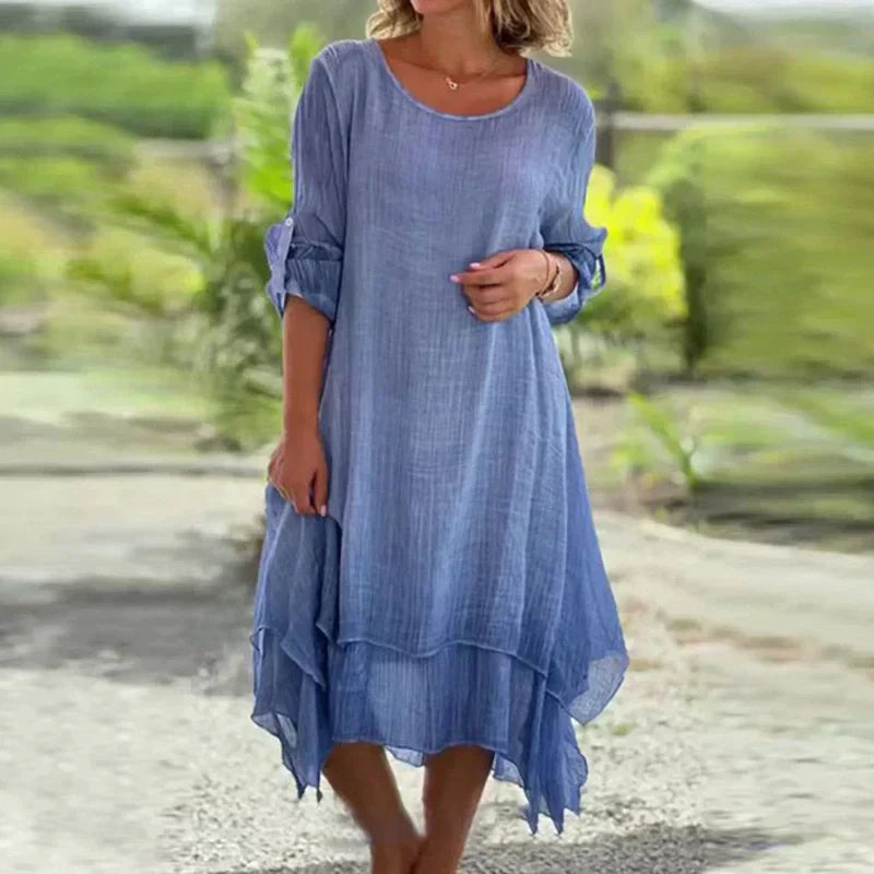 Rosalie | Women's Layered Midi Dress 3/4 Sleeve Casual Summer Dress