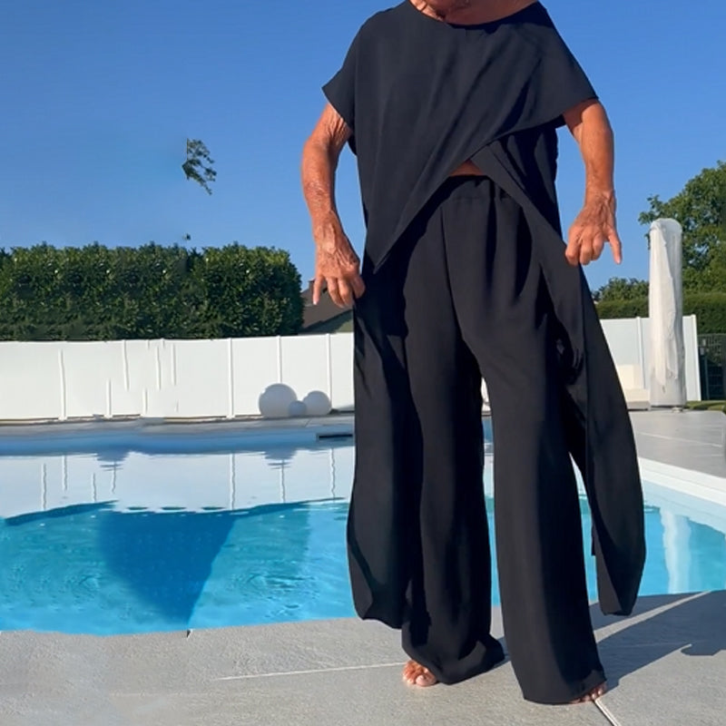 Maeva | Women's 2 Piece Set Short Sleeve Top Wide Leg Pants