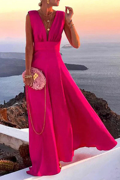 Thalia | Women's Paisley Print V-Neck Sleeveless Maxi Dress