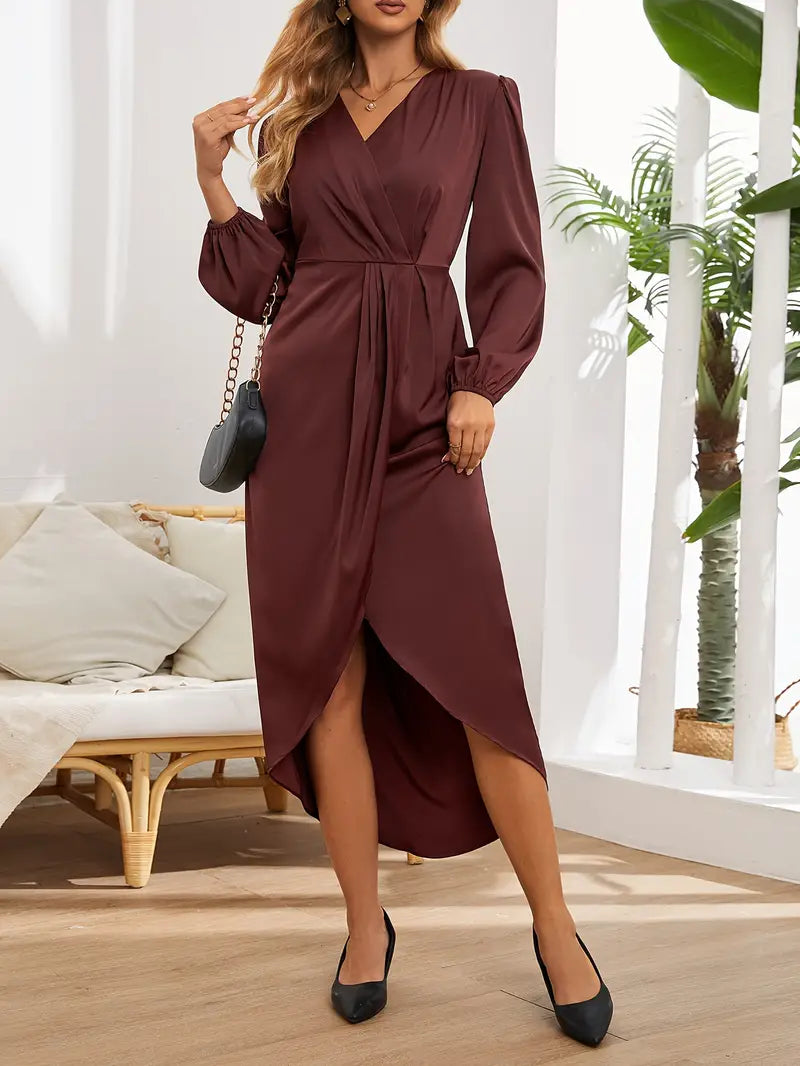 Theodora | Women's Long Sleeve Wrap Midi Dress