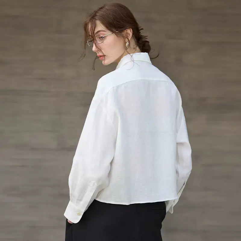 Verity | Women's Cropped Oversized Long Sleeve Button-Down Shirt