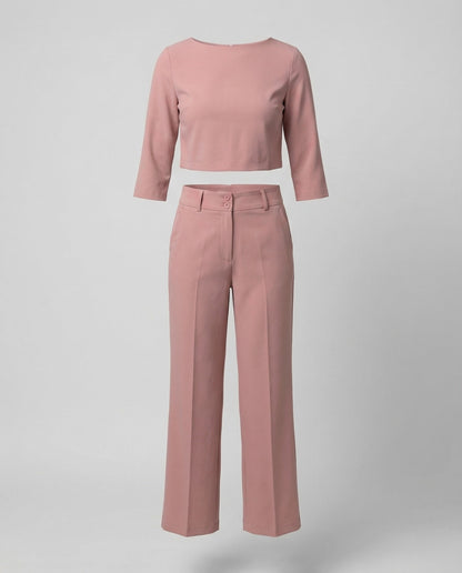 Vivara | Women's Wide Leg High Waist Two-Piece Pants Set