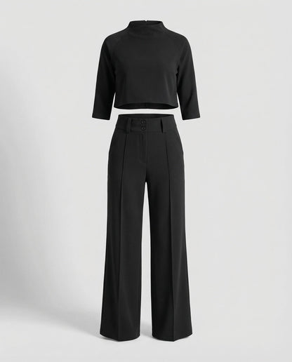 Vivara | Women's Wide Leg High Waist Two-Piece Pants Set