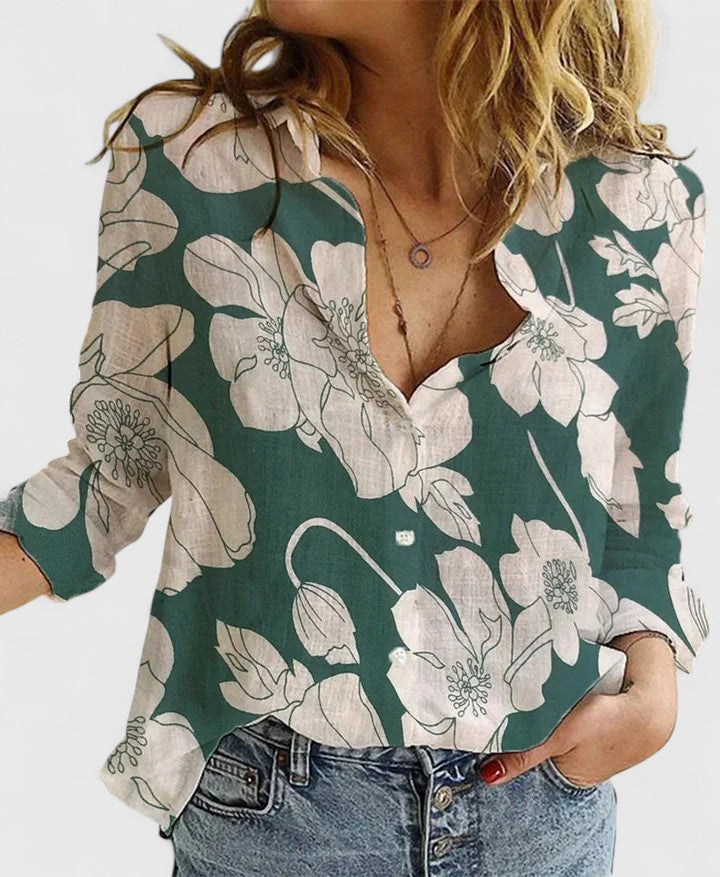 Winifred | Women's Floral V-Neck Long Sleeve Blouse