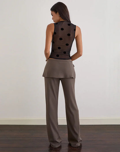 Women Polka Dot Sheer Mesh Top | Crop Top | Summer | Sleeveless | V Neck | Slim Fit Tank Top