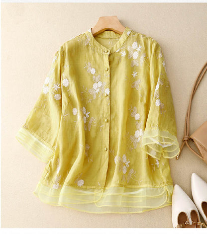 Kourtney™ | Chic Blouse with Floral Accents