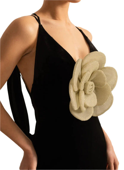 ZAIRA Big Flower Velvet Maxi Dress